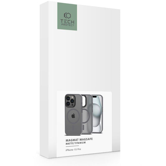 Custodia MagSafe per Apple iPhone 15 Pro, Tech-Protect, Magmat, Magmat, Grigio