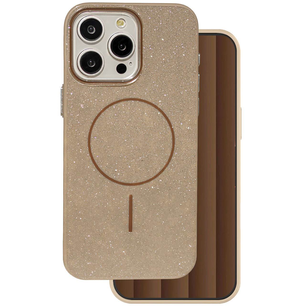 Custodia MagSafe per Apple iPhone 15 Pro, OEM, Glitter Thin Mag, Marrone