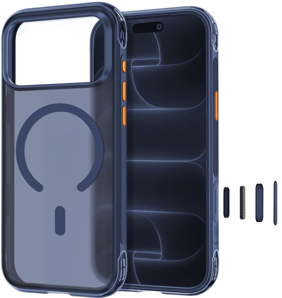 Custodia MagSafe per Apple iPhone 18 Pro / 17 Pro, Tech-Protect, MagAir CC, Blu Navy Opaco