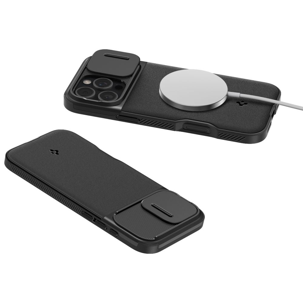 Custodia MagSafe per Apple iPhone 16 Pro, Spigen, OPTIK ARMOR, nero ACS08149
