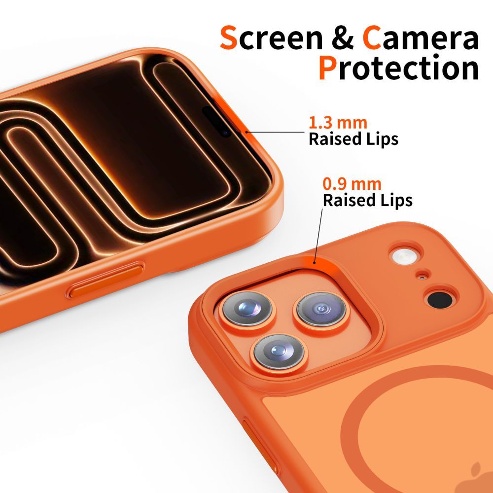 Custodia MagSafe per Apple iPhone 17 Pro Max, Tech-Protect, Magmat, Arancione Opaco
