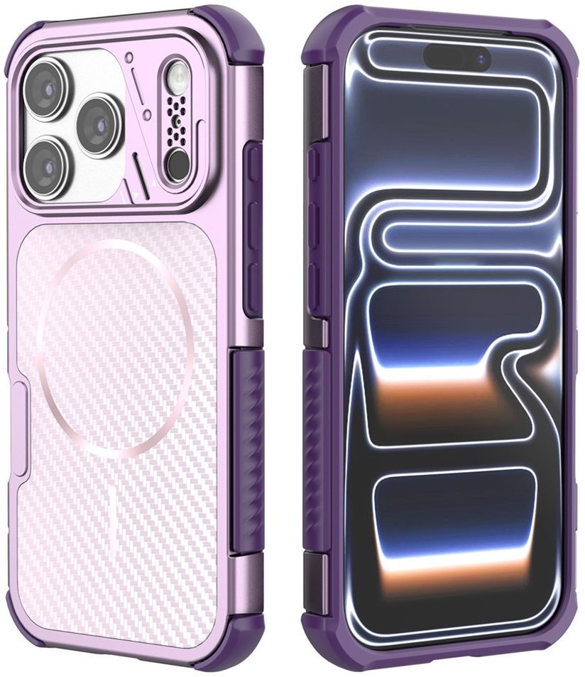 Custodia MagSafe per Apple iPhone 18 Pro Max / 17 Pro Max, OEM, Protezione in Carbonio e Angoli, Viola
