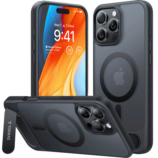 MagSafe Case for Apple iPhone 16 Pro Max, Torras, Pstand, Black