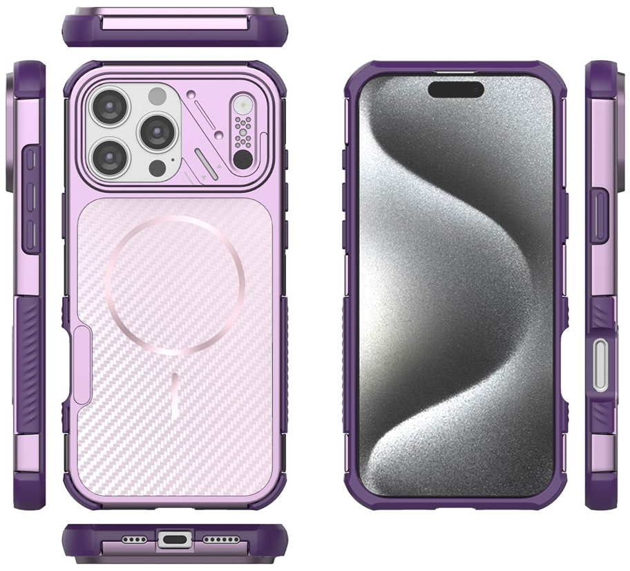 Custodia MagSafe per Apple iPhone 16 Pro Max, OEM, Protezione in Carbonio e Angoli, Viola