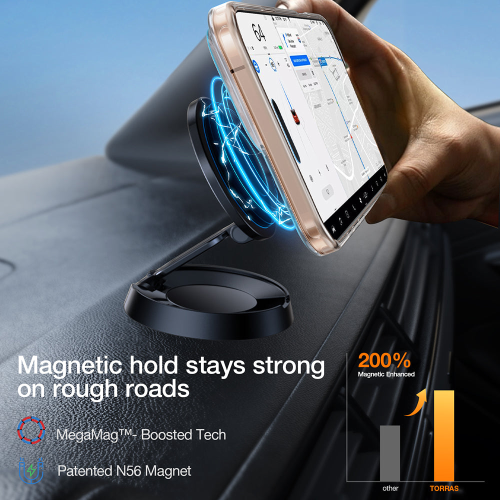 Custodia MagSafe per Apple iPhone 16 Pro Max, Torras, Pstand, Trasparente