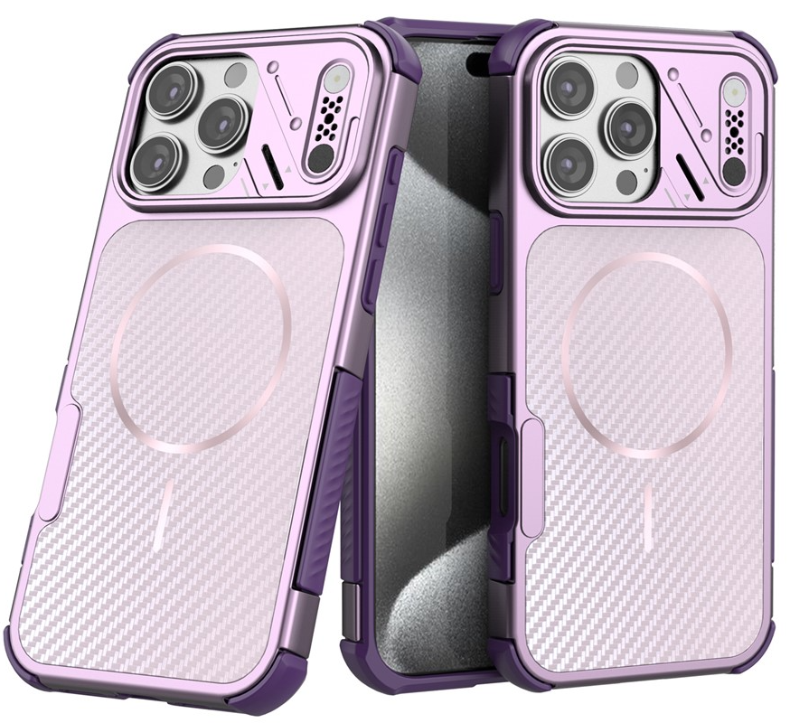 Custodia MagSafe per Apple iPhone 16 Pro, OEM, Protezione in Carbonio e Angoli, Viola