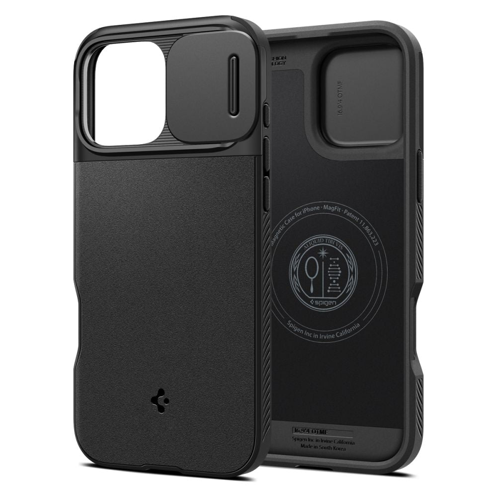 Custodia MagSafe per Apple iPhone 16 Pro, Spigen, OPTIK ARMOR, nero ACS08149