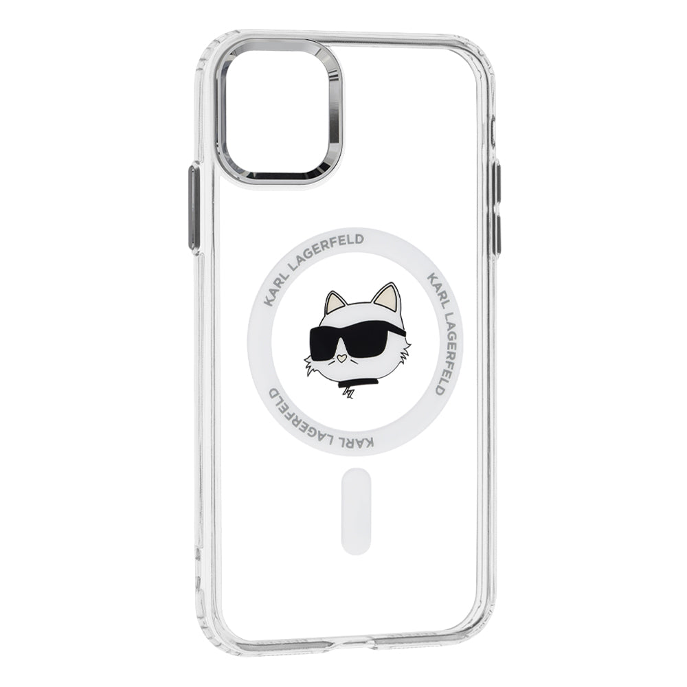 Custodia MagSafe per Apple iPhone 11, Karl Lagerfeld, IML Metal Choupette's Head, Bianca