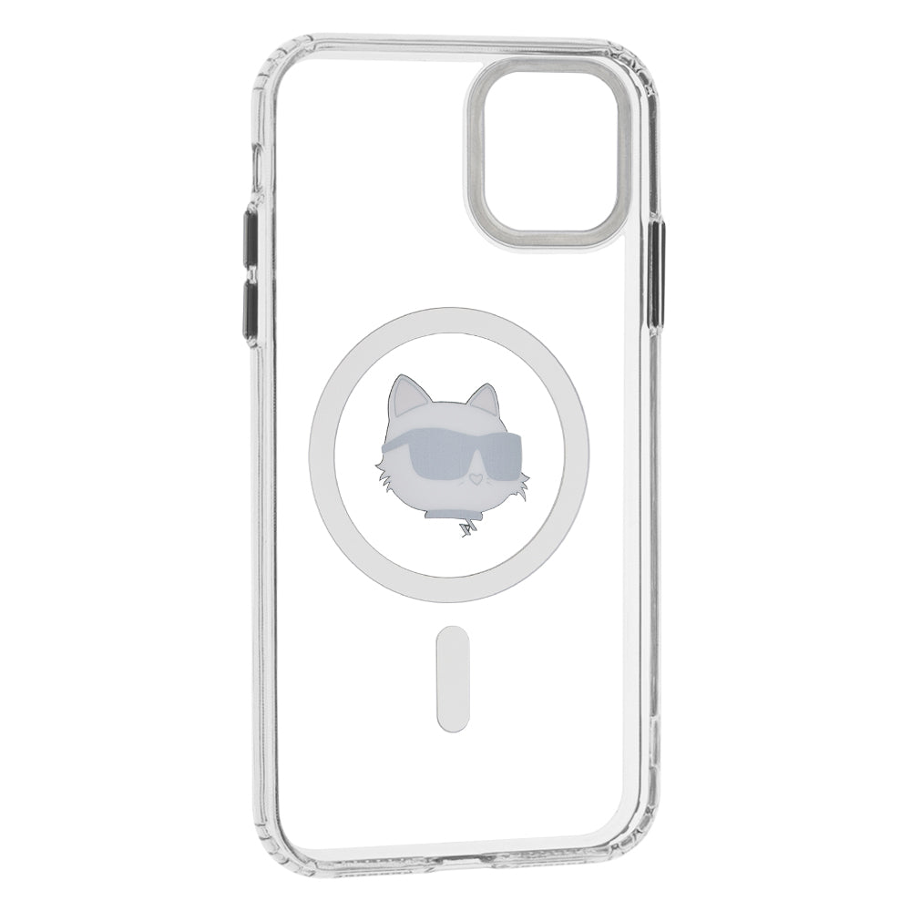Custodia MagSafe per Apple iPhone 11, Karl Lagerfeld, IML Metal Choupette's Head, Bianca