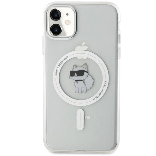 Custodia MagSafe per Apple iPhone 11, Karl Lagerfeld, IML Metal Choupette's Head, Bianca