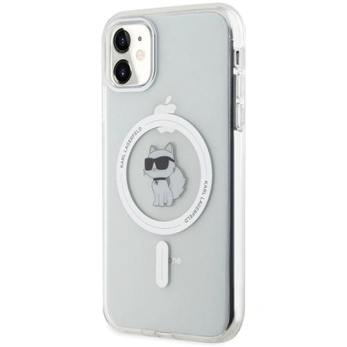 Custodia MagSafe per Apple iPhone 11, Karl Lagerfeld, IML Metal Choupette's Head, Bianca