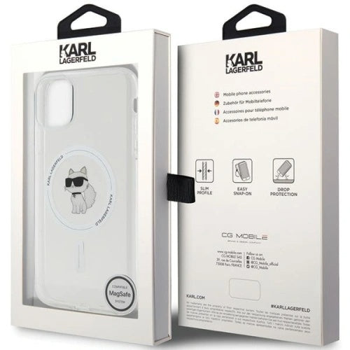 Custodia MagSafe per Apple iPhone 11, Karl Lagerfeld, IML Metal Choupette's Head, Bianca