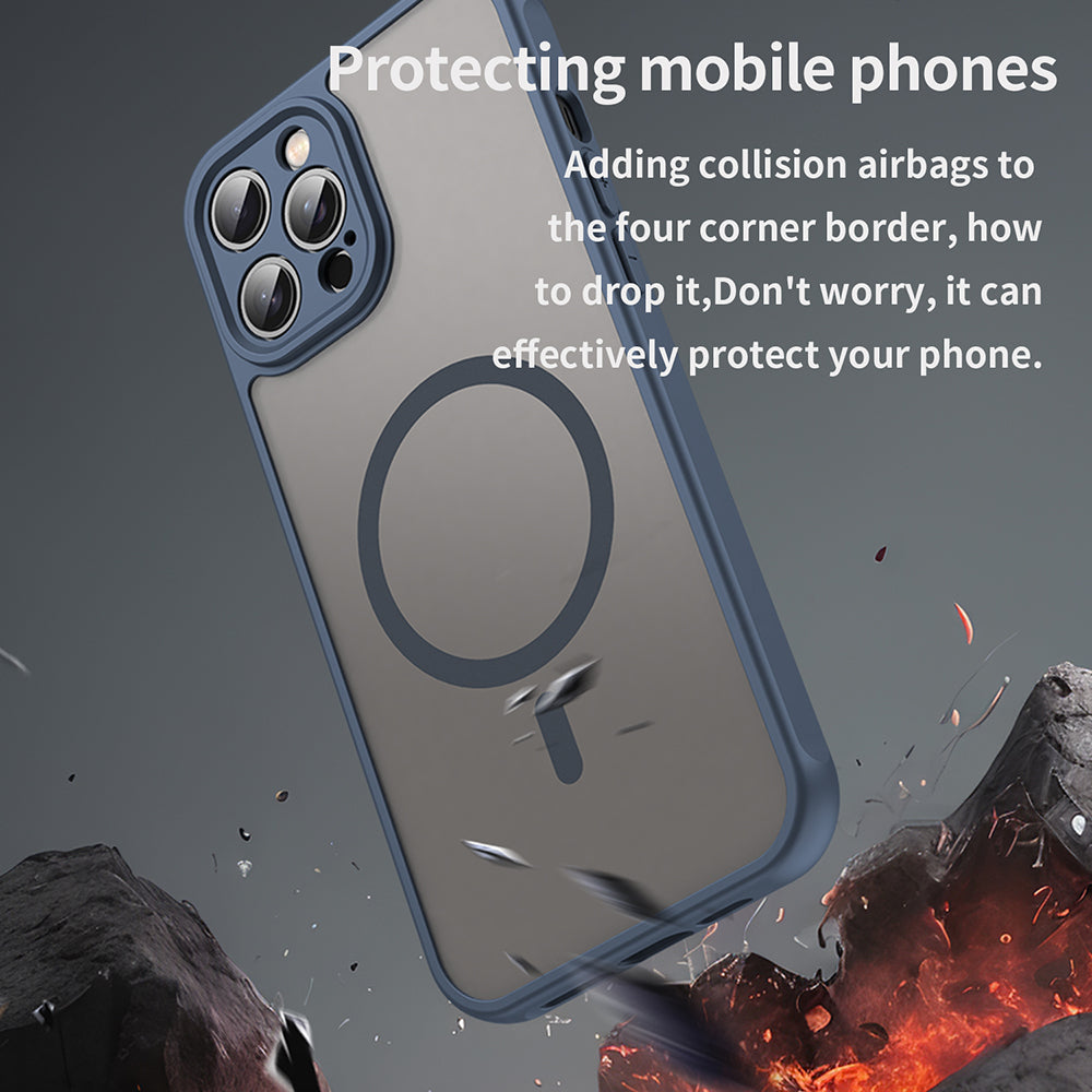 Custodia MagSafe per Apple iPhone 12 Pro Max, Techsuit, HaloFrost II, Blu Navy