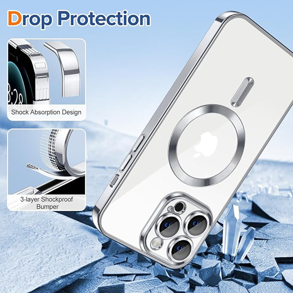 Custodia MagSafe per Apple iPhone 12 Pro Max, Techsuit, Luxury Crystal, Argento