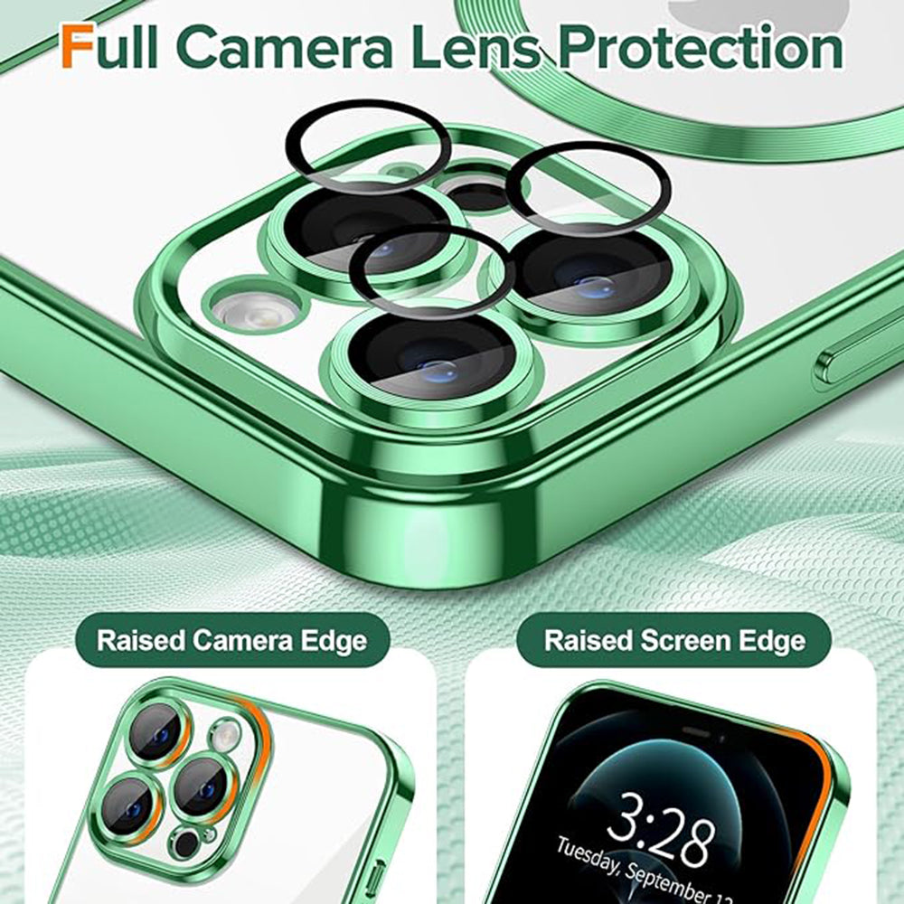 Custodia MagSafe per Apple iPhone 12 Pro Max, Techsuit, Luxury Crystal, Verde Chiaro