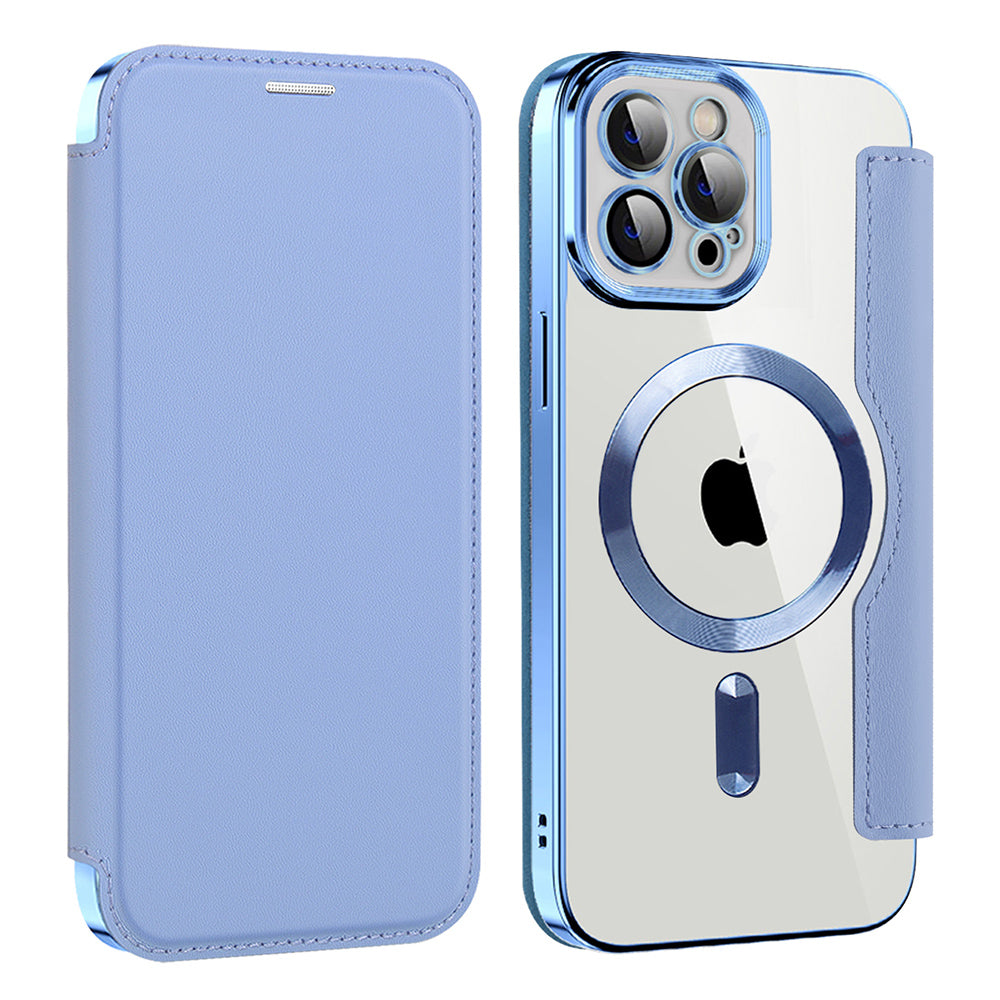 Custodia MagSafe per Apple iPhone 12 Pro Max, Techsuit, SmartMag Book, Blu