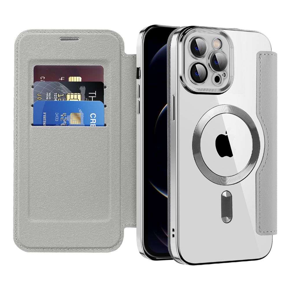 Custodia MagSafe per Apple iPhone 12 Pro Max, Techsuit, SmartMag Book, Grigio