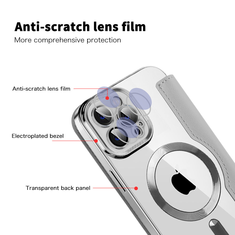 Custodia MagSafe per Apple iPhone 12 Pro Max, Techsuit, SmartMag Book, Grigio