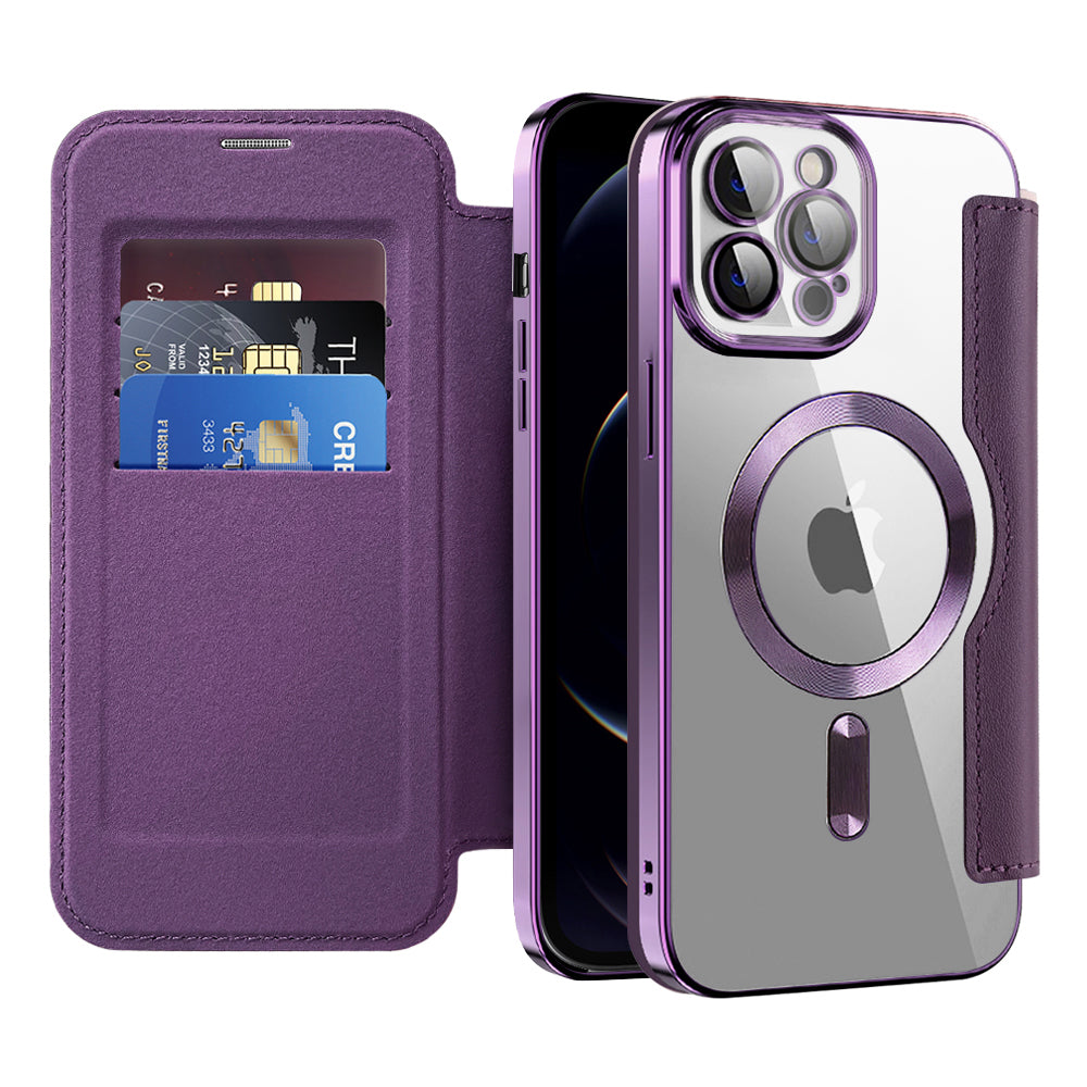 Custodia MagSafe per Apple iPhone 12 Pro Max, Techsuit, SmartMag Book, Viola