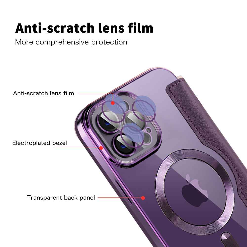 Custodia MagSafe per Apple iPhone 12 Pro Max, Techsuit, SmartMag Book, Viola
