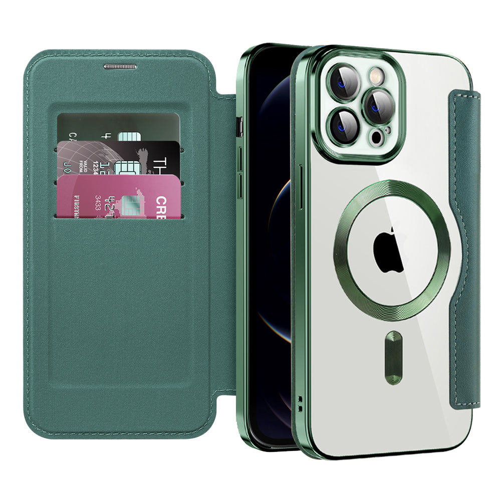 Custodia MagSafe per Apple iPhone 12 Pro Max, Techsuit, SmartMag Book, Verde