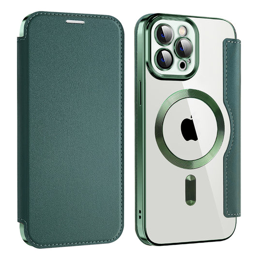 Custodia MagSafe per Apple iPhone 12 Pro Max, Techsuit, SmartMag Book, Verde