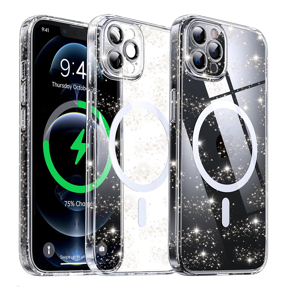 Custodia MagSafe per Apple iPhone 12 Pro Max, Techsuit, SparkleSkin, Trasparente