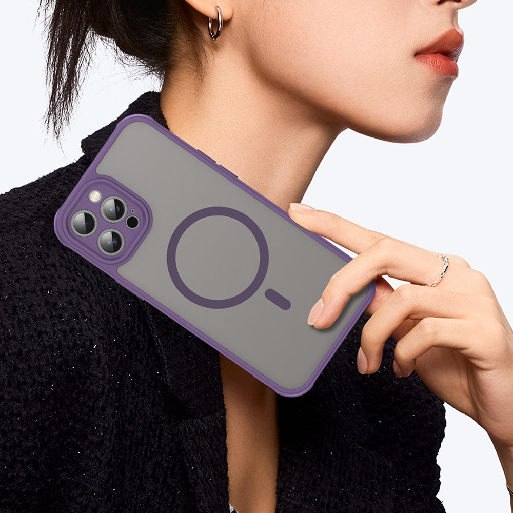 Custodia MagSafe per Apple iPhone 12 Pro, Techsuit, HaloFrost II, Viola