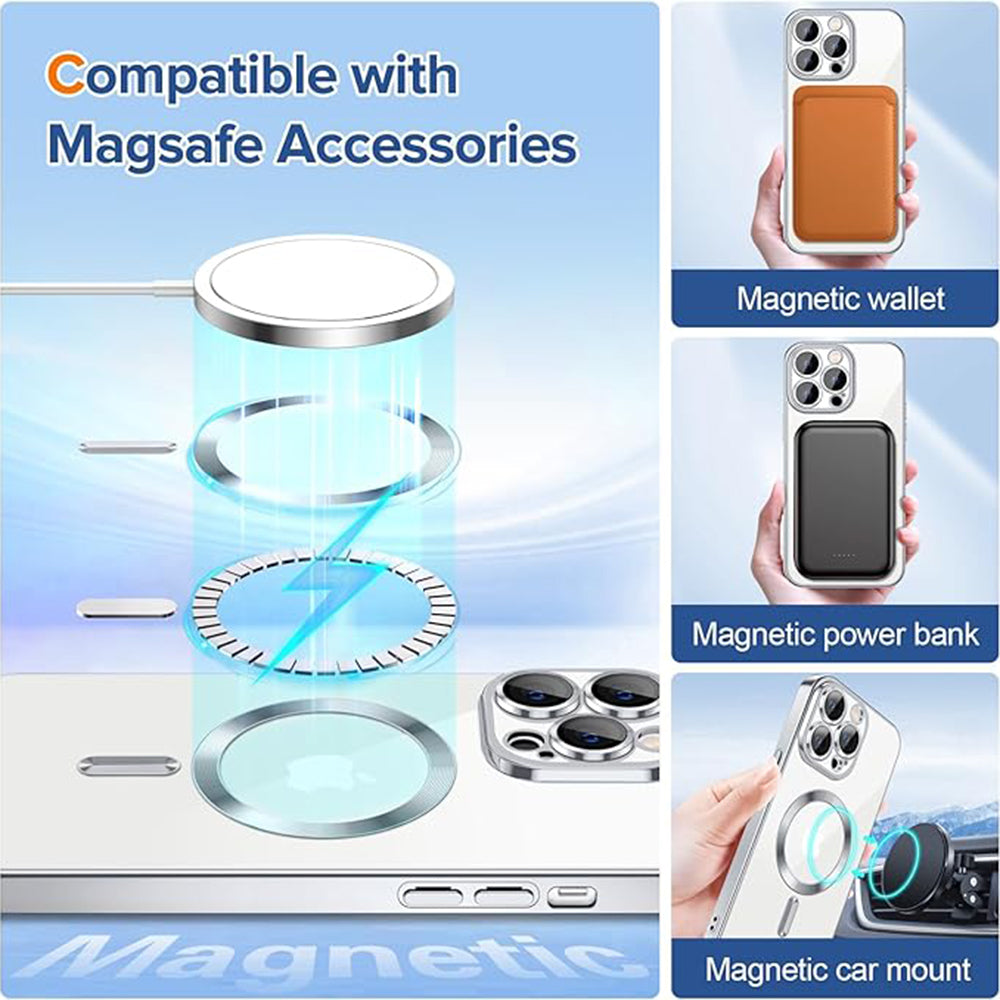 Custodia MagSafe per Apple iPhone 12 Pro, Techsuit, Luxury Crystal, Argento