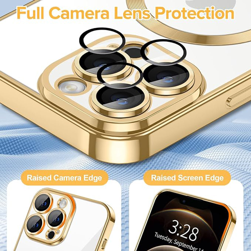 Custodia MagSafe per Apple iPhone 12 Pro, Techsuit, Luxury Crystal, Dorata