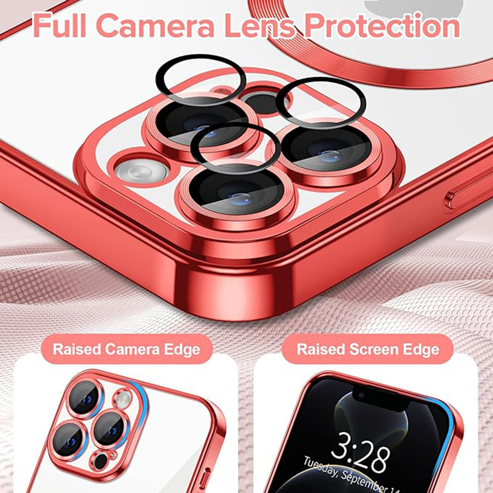 Custodia MagSafe per Apple iPhone 12 Pro, Techsuit, Luxury Crystal, Rossa