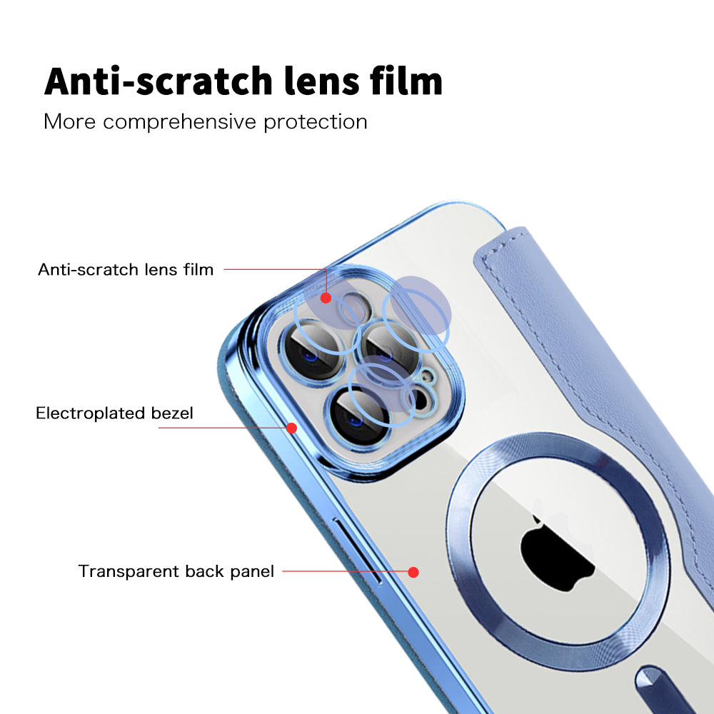 Custodia MagSafe per Apple iPhone 12 Pro, Techsuit, SmartMag Book, Blu