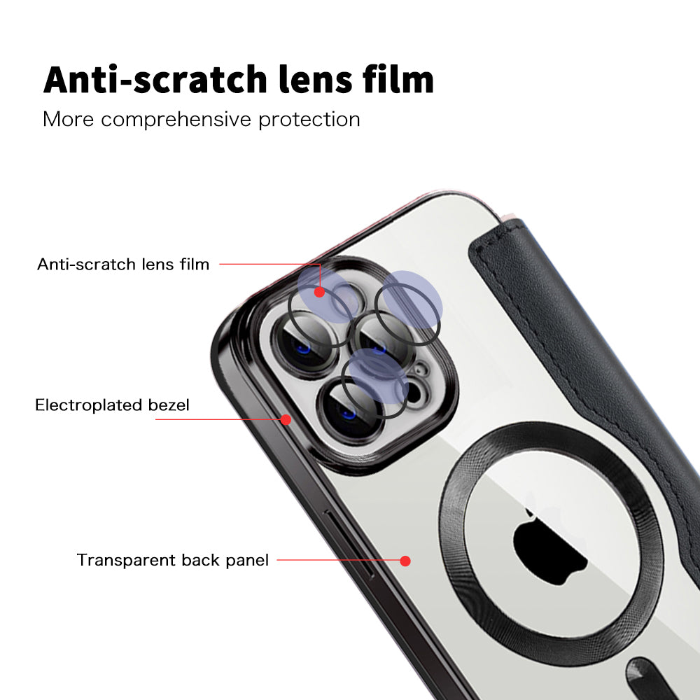 Custodia MagSafe per Apple iPhone 12 Pro, Techsuit, SmartMag Book, Nera