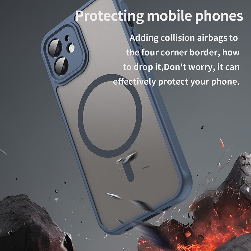 Custodia MagSafe per Apple iPhone 12, Techsuit, HaloFrost II, Blu Navy