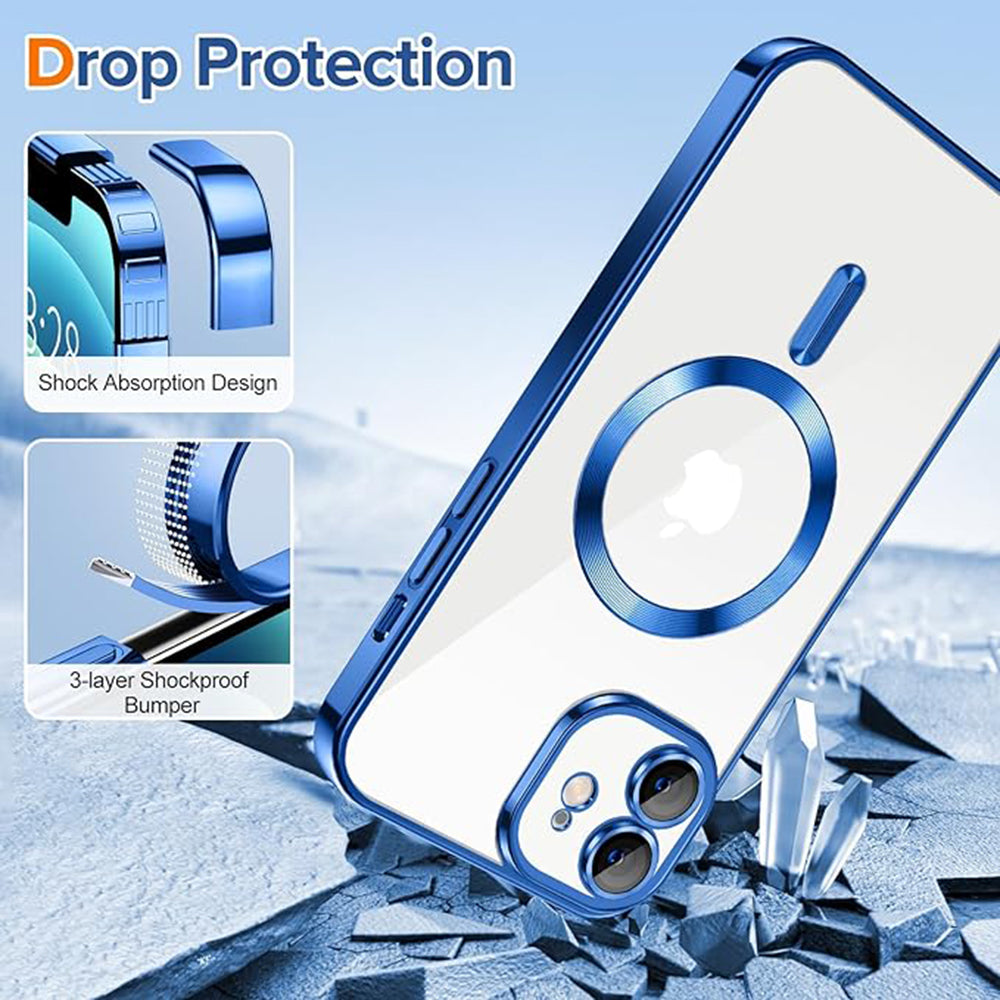 Custodia MagSafe per Apple iPhone 12, Techsuit, Luxury Crystal, Blu Scuro
