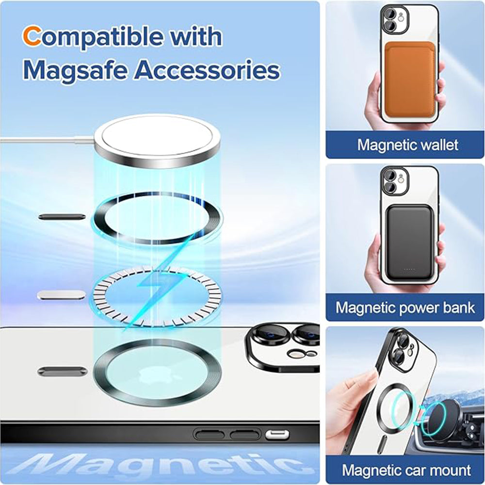 Custodia MagSafe per Apple iPhone 12, Techsuit, Luxury Crystal, Nera