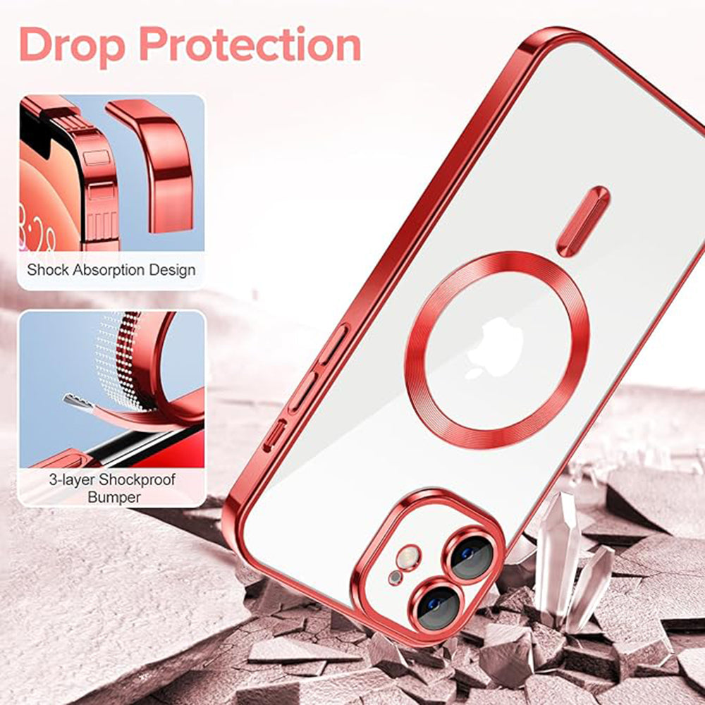 Custodia MagSafe per Apple iPhone 12, Techsuit, Luxury Crystal, Rossa