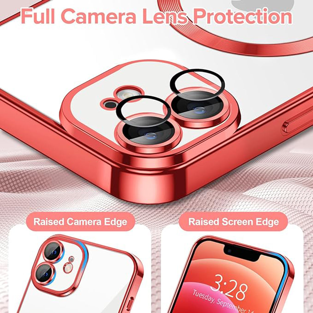 Custodia MagSafe per Apple iPhone 12, Techsuit, Luxury Crystal, Rossa