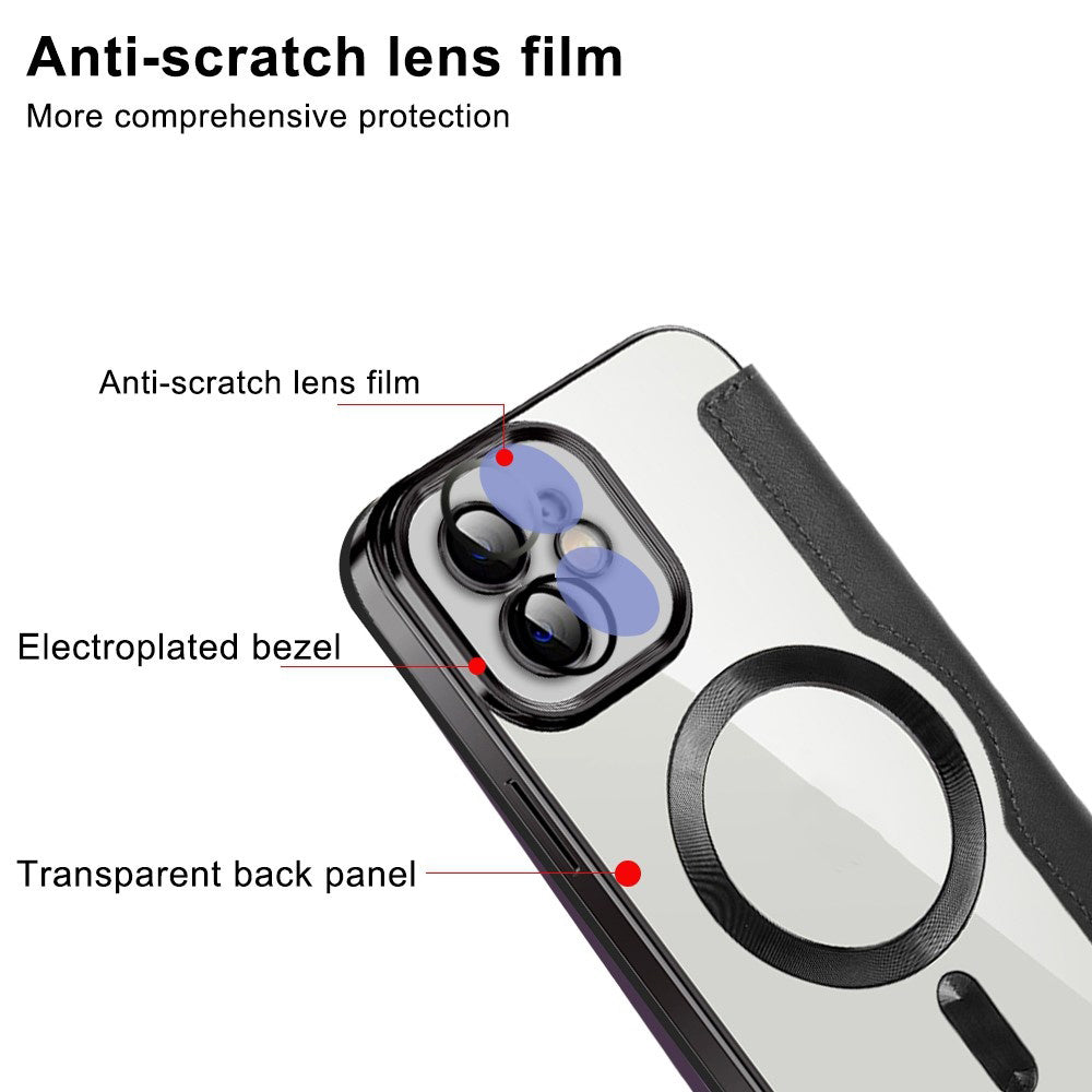 Custodia MagSafe per Apple iPhone 12, Techsuit, SmartMag Book, Marrone