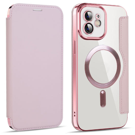 Custodia MagSafe per Apple iPhone 12, Techsuit, SmartMag Book, Rosa