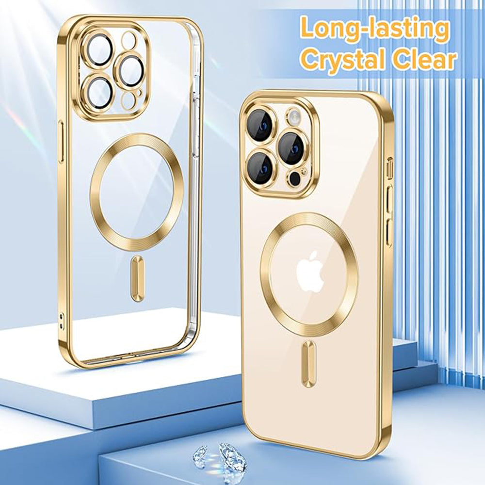 Custodia MagSafe per Apple iPhone 13 Pro Max, Techsuit, Luxury Crystal, Dorata