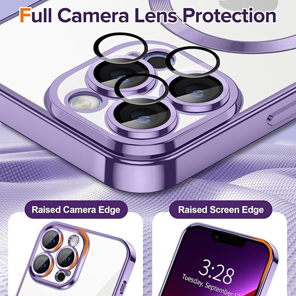 Custodia MagSafe per Apple iPhone 13 Pro Max, Techsuit, Luxury Crystal, Viola Chiaro