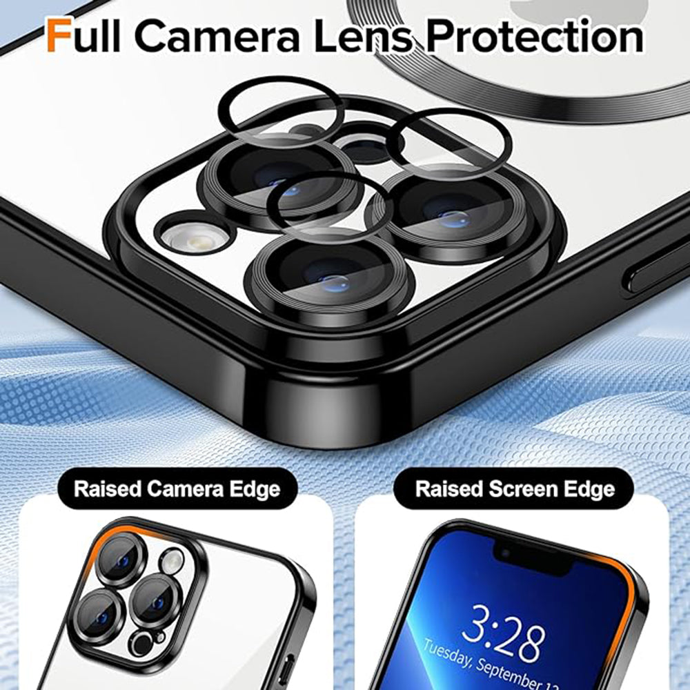 Custodia MagSafe per Apple iPhone 13 Pro Max, Techsuit, Luxury Crystal, Nera