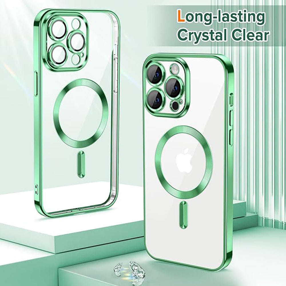 Custodia MagSafe per Apple iPhone 13 Pro Max, Techsuit, Luxury Crystal, Verde Chiaro