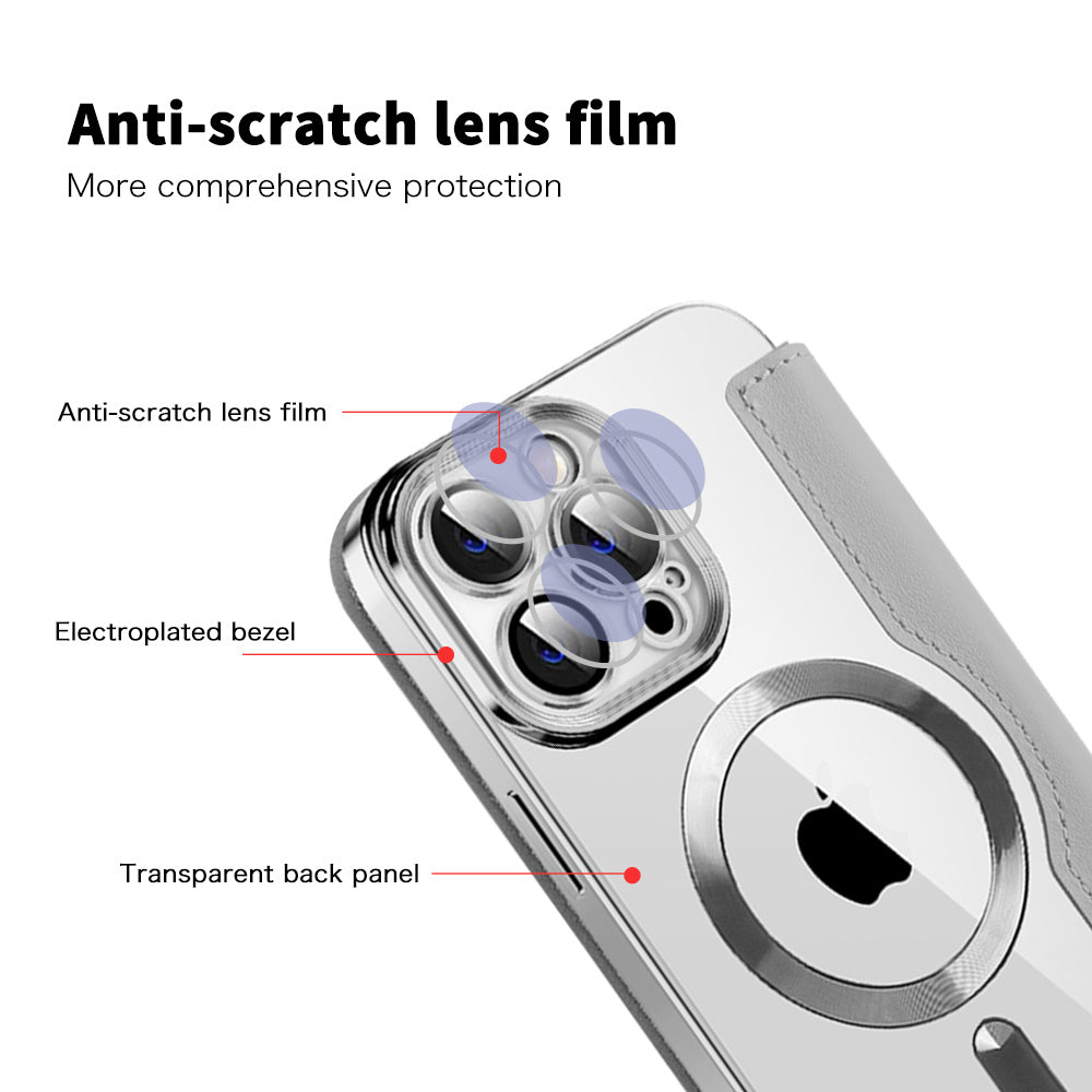 Custodia MagSafe per Apple iPhone 13 Pro Max, Techsuit, SmartMag Book, Grigio