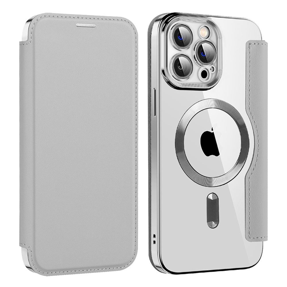 Custodia MagSafe per Apple iPhone 13 Pro Max, Techsuit, SmartMag Book, Grigio