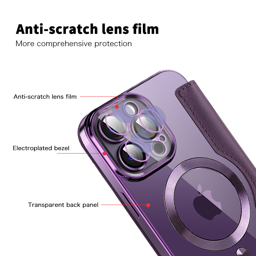 Custodia MagSafe per Apple iPhone 13 Pro Max, Techsuit, SmartMag Book, Viola