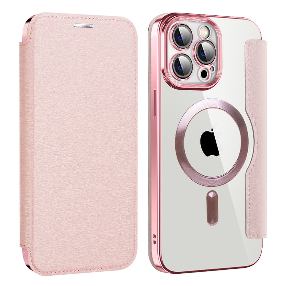 Custodia MagSafe per Apple iPhone 13 Pro Max, Techsuit, SmartMag Book, Rosa