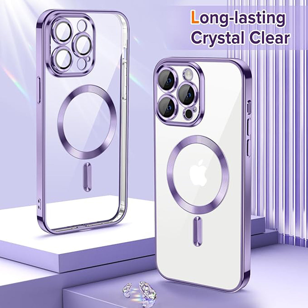 Custodia MagSafe per Apple iPhone 13 Pro, Techsuit, Luxury Crystal, Viola Chiaro