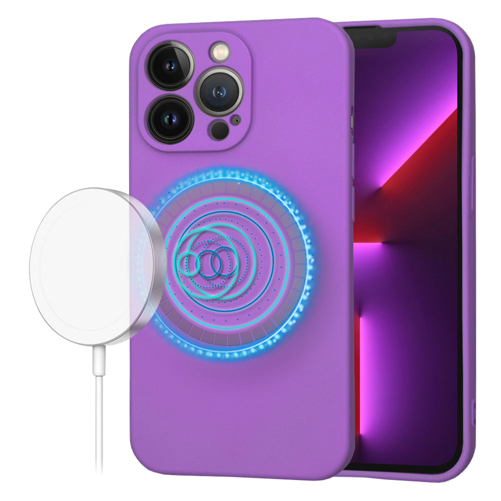 Custodia MagSafe per Apple iPhone 13 Pro, Techsuit, SoftFlex, Viola